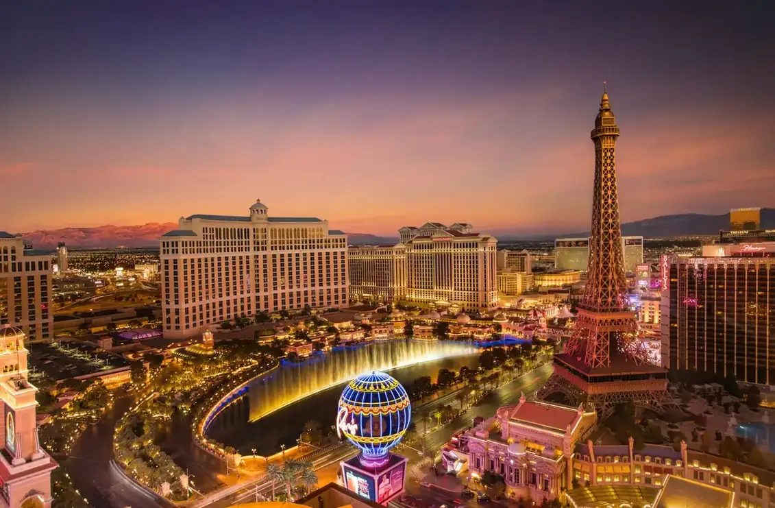 Las Vegas Strip illuminated at dusk